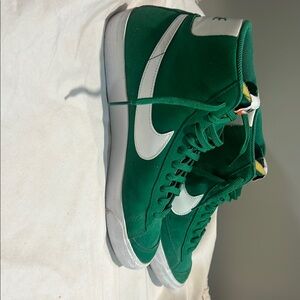 Green and White High-Top Sneakers